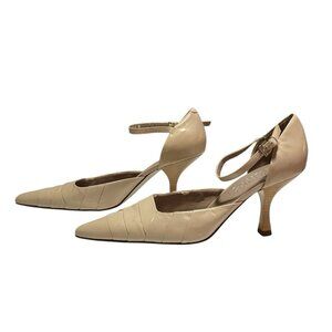 Vintage Franco Sarto Sofia Ankle Strap Heels In Tan Colour